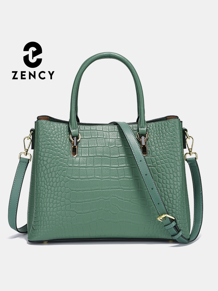 Leather Work Handbags - Zency Women's Genuine Leather Top Handle