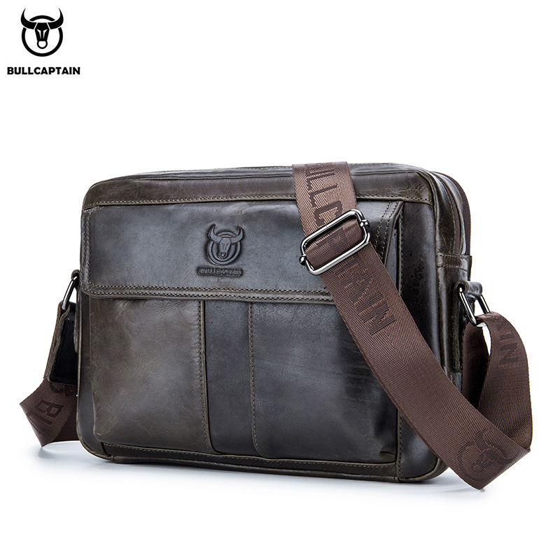 Leather Work Bag Mens - BULLCAPTAIN Genuine Leather Men's Crossbody Bag