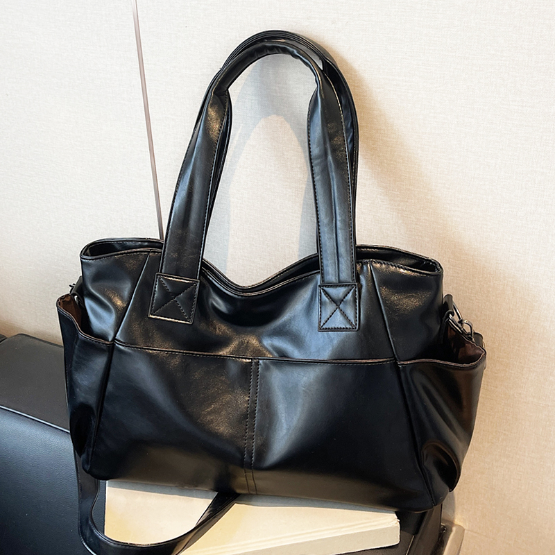 Leather Work Handbags - Women Retro Soft Leather Handbag Multi‑pocket