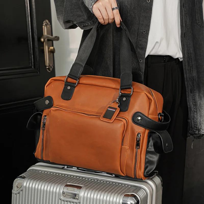 Leather Work Bag Mens - Trendy Men's Shoulder Bag Retro Luxury