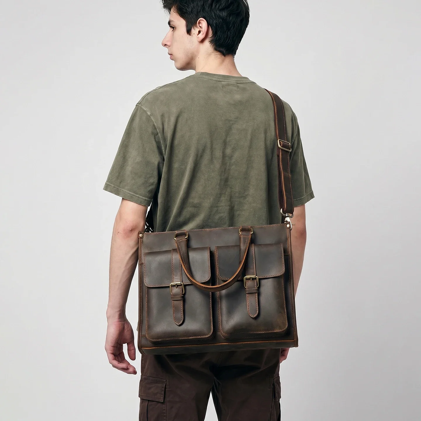 Vintage Genuine Leather Men Cr - Leather Work Bag Mens review and price
