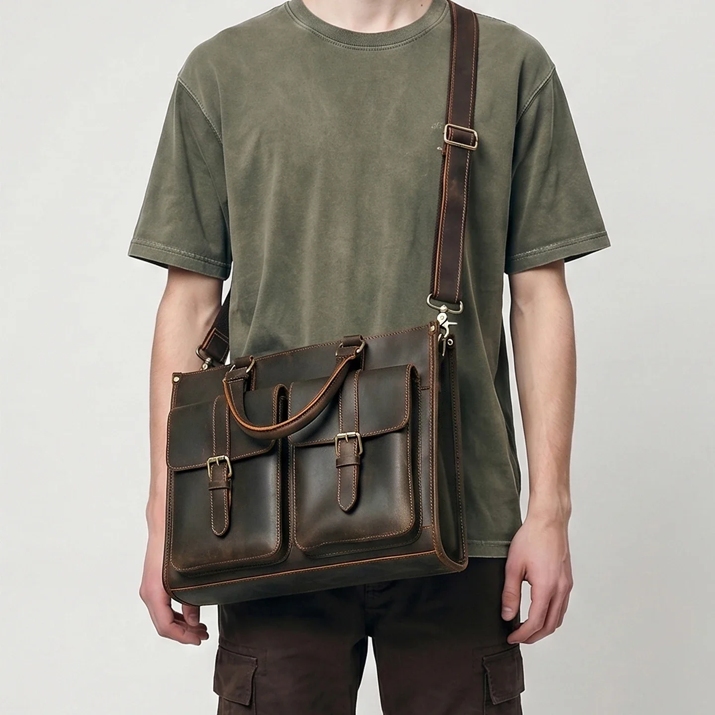 Vintage Genuine Leather Men Cr - Leather Work Bag Mens review and price