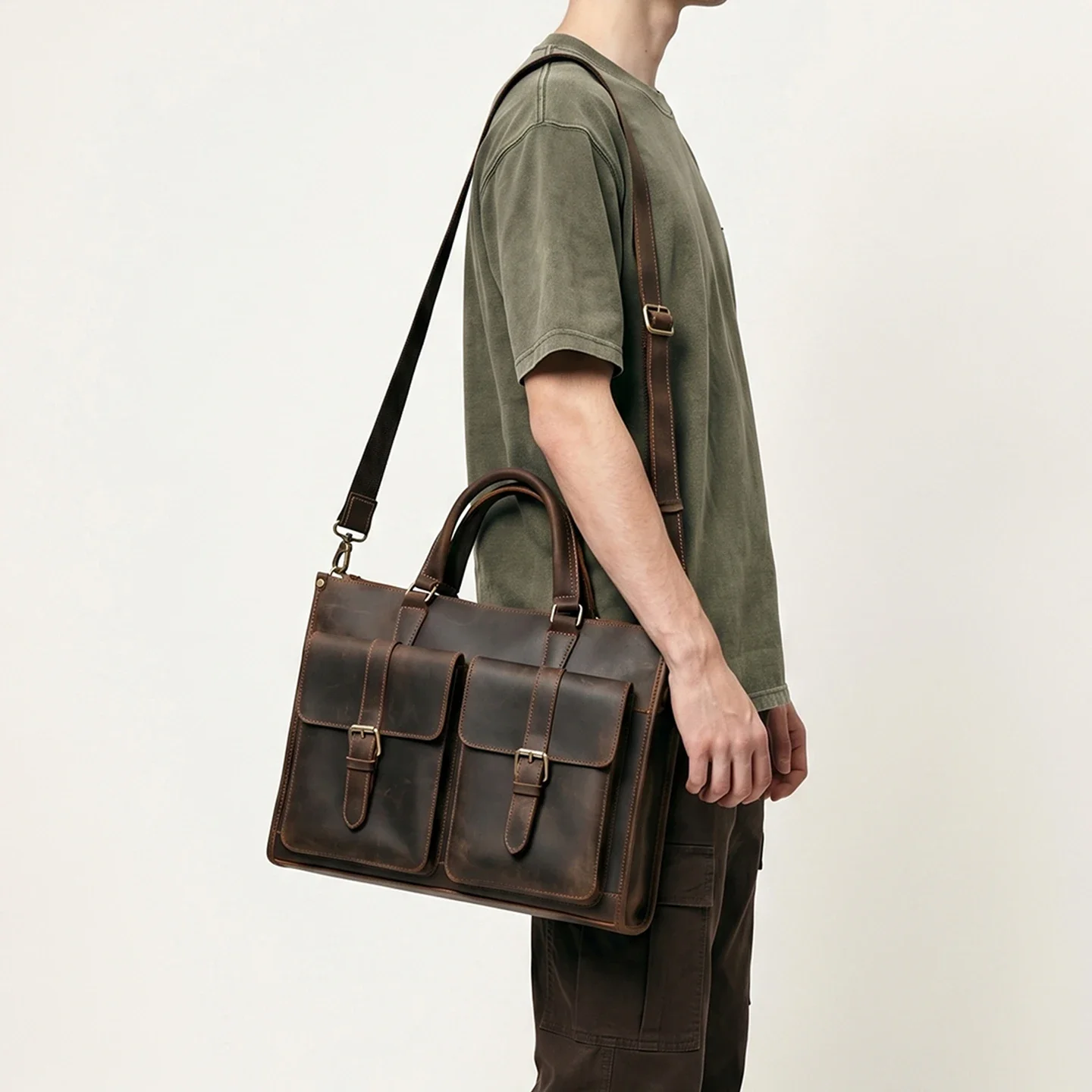 Vintage Genuine Leather Men Cr - Leather Work Bag Mens review and price