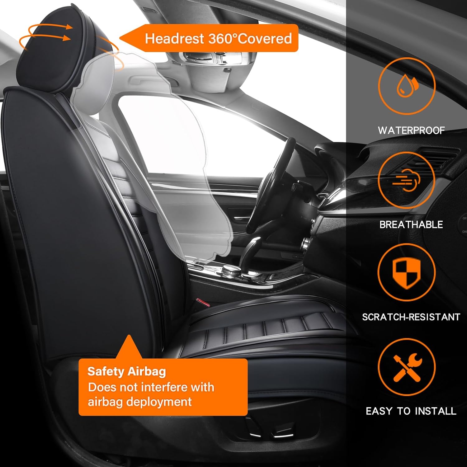 5pcs Full Set Car Seat Covers  - Leather Workbench review and price